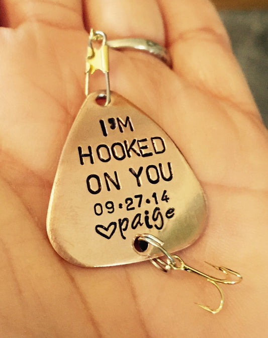 Fishing Lure,Husband Gift,Boyfriend Gift, Personalized Fishing Lure, Hand Stamped Fishing Lure,natashaaloha, Father's Day Gift - Natashaaloha, jewelry, bracelets, necklace, keychains, fishing lures, gifts for men, charms, personalized, 