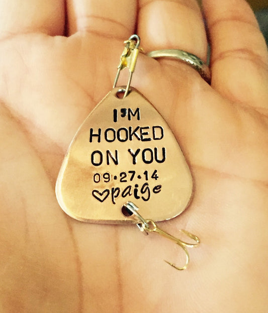 Fishing Lure,Husband Gift,Boyfriend Gift, Personalized Fishing Lure, Hand Stamped Fishing Lure,natashaaloha, Father's Day Gift - Natashaaloha, jewelry, bracelets, necklace, keychains, fishing lures, gifts for men, charms, personalized,