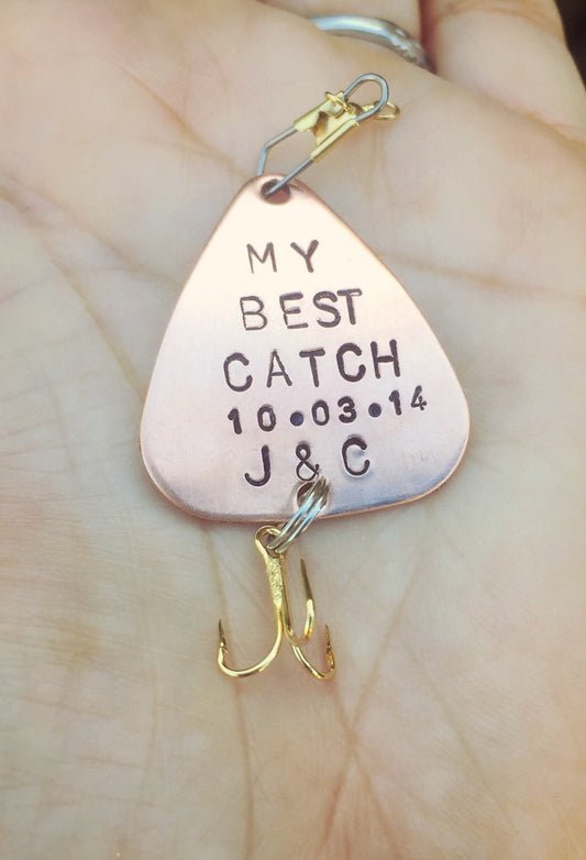 Fishing Lure,  Valentine Gift, For Him, Boyfriend Gift, Personalized Fishing Lure, Hand Stamped Fishing Lure,natashaaloha, Boyfriend Gift - Natashaaloha, jewelry, bracelets, necklace, keychains, fishing lures, gifts for men, charms, personalized,