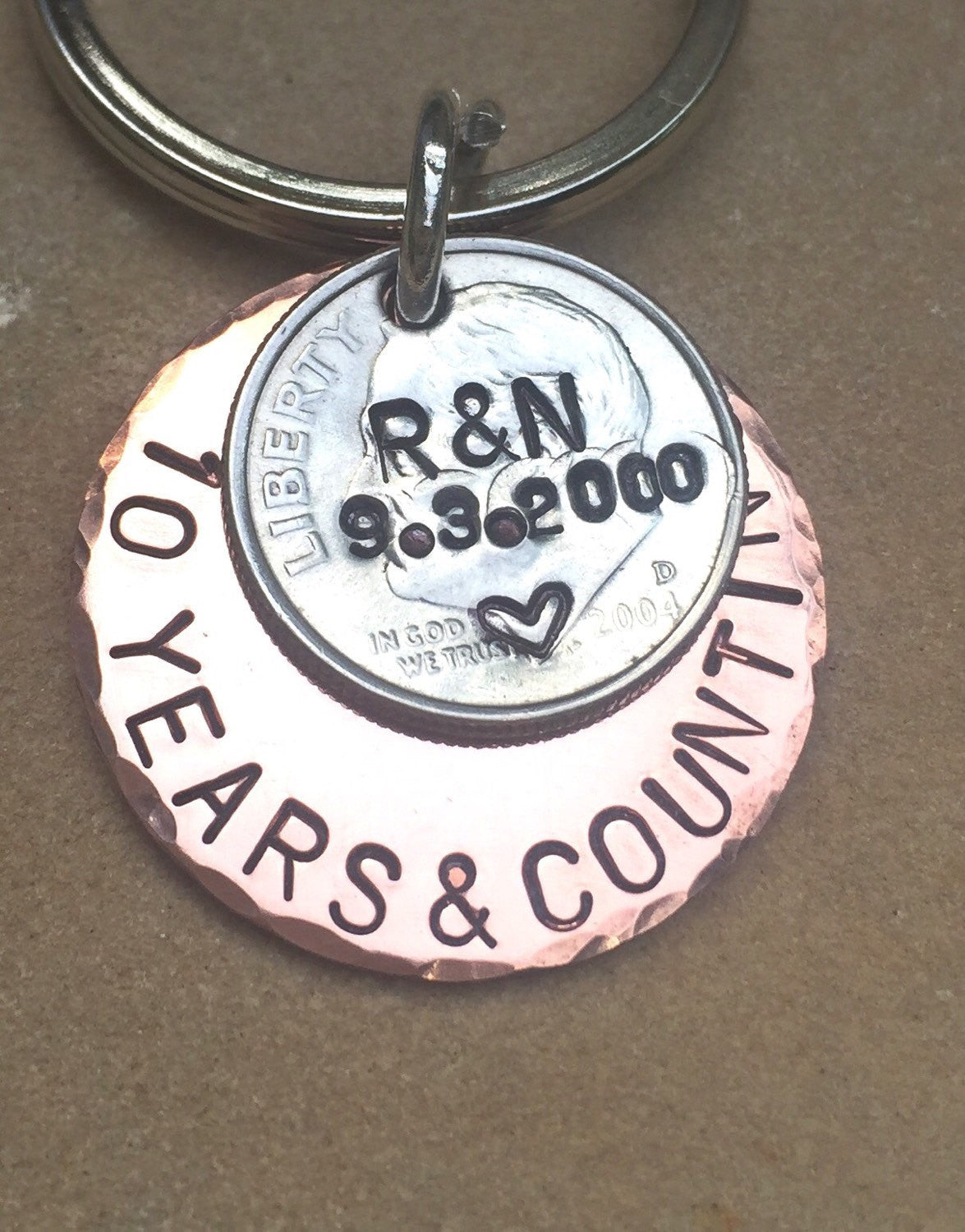 Anniversary Gifts, 10 Years And Counting Gift, Custom Keychains, Natashaaloha - Natashaaloha, jewelry, bracelets, necklace, keychains, fishing lures, gifts for men, charms, personalized, 