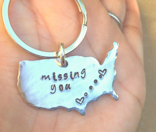 Missing You, Fathers Day Gift, Worth Every Mile, United States Keychain, Gifts for Men, Long Distance  Keychain, Couples Keychain - Natashaaloha, jewelry, bracelets, necklace, keychains, fishing lures, gifts for men, charms, personalized,