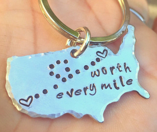 United States Keychain, Gifts for Men, Long Distance Keychain - Natashaaloha, jewelry, bracelets, necklace, keychains, fishing lures, gifts for men, charms, personalized,