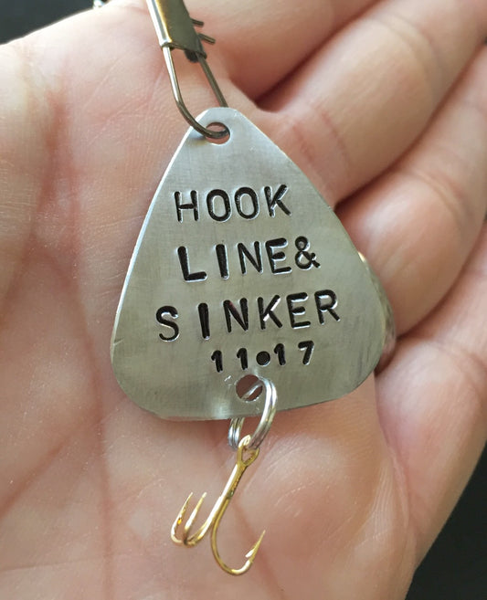Fishing Lure, Happy Fathers Day, My Best Catch, I'm hooked on you, Custom Fisherman Gift, natashaaloha - Natashaaloha, jewelry, bracelets, necklace, keychains, fishing lures, gifts for men, charms, personalized,