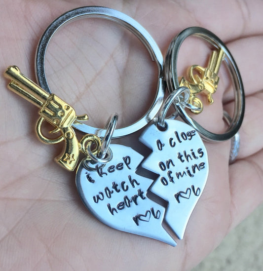 I Keep A Close Watch On This Heart Of Mine Keychain - Natashaaloha, jewelry, bracelets, necklace, keychains, fishing lures, gifts for men, charms, personalized,