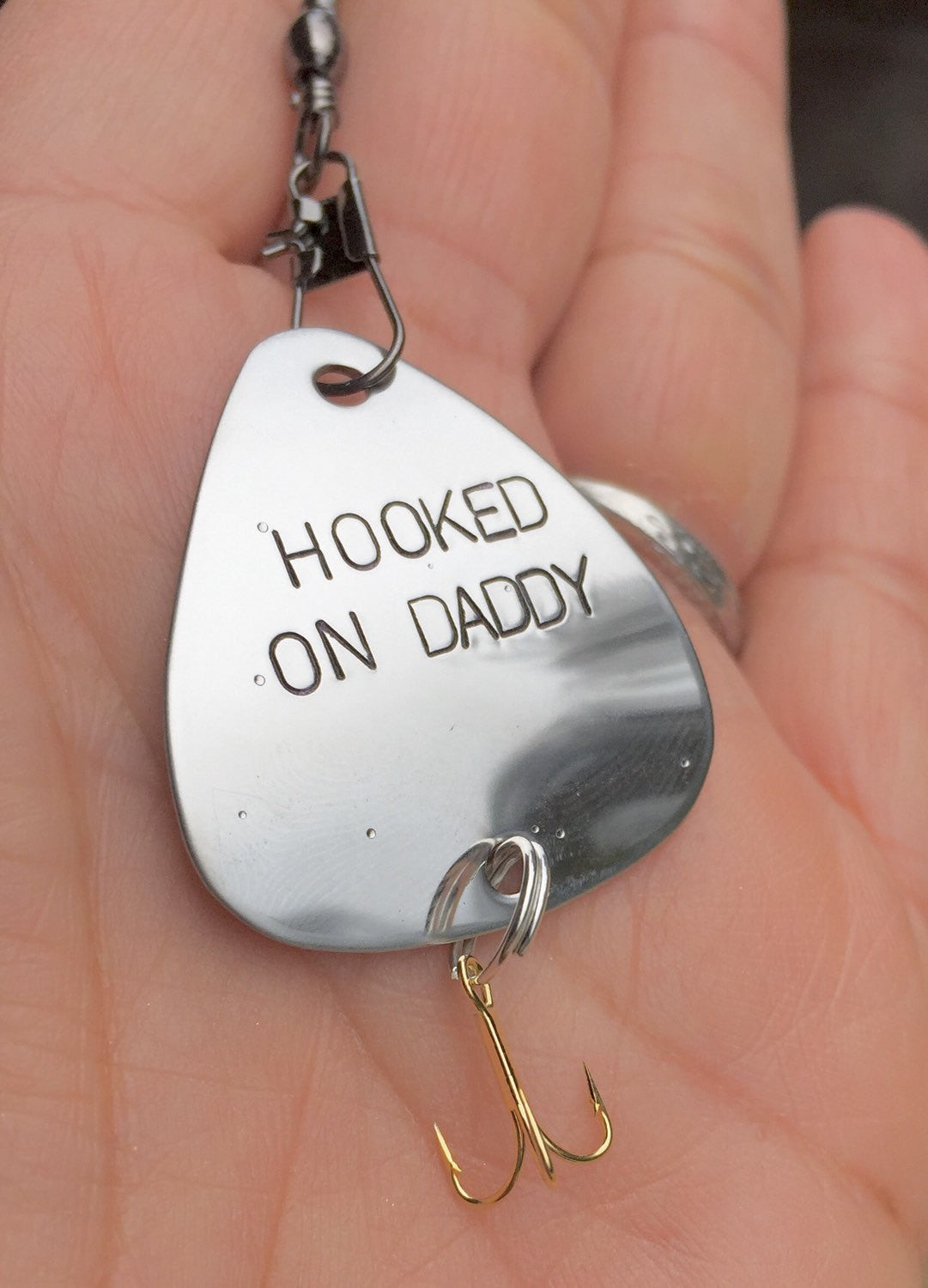 Personalized Fishing Lure, Hooked On Daddy Fishing Lure - Natashaaloha, jewelry, bracelets, necklace, keychains, fishing lures, gifts for men, charms, personalized, 