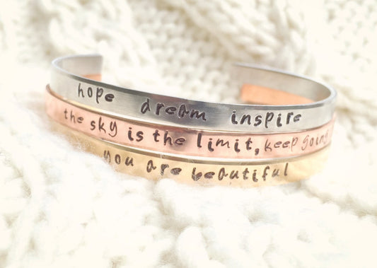 Positive Cuff Bracelets, Christmas Gifts Women, Personalized - Natashaaloha, jewelry, bracelets, necklace, keychains, fishing lures, gifts for men, charms, personalized,