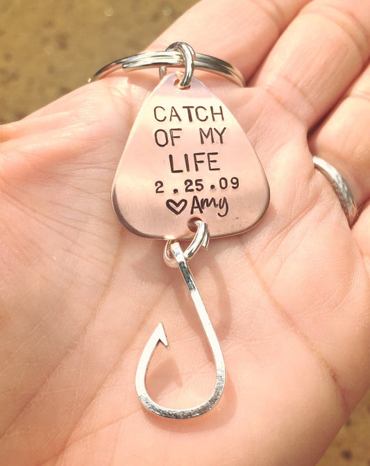 Catch Of My Life Fishing Keychain - Natashaaloha, jewelry, bracelets, necklace, keychains, fishing lures, gifts for men, charms, personalized, 
