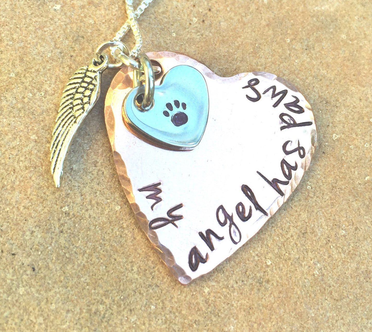 My Angel Has Paws, Pet Memorial, Furever in my heart Necklace, miss my pet, sympathy pet gift, natashaaloha - Natashaaloha, jewelry, bracelets, necklace, keychains, fishing lures, gifts for men, charms, personalized, 
