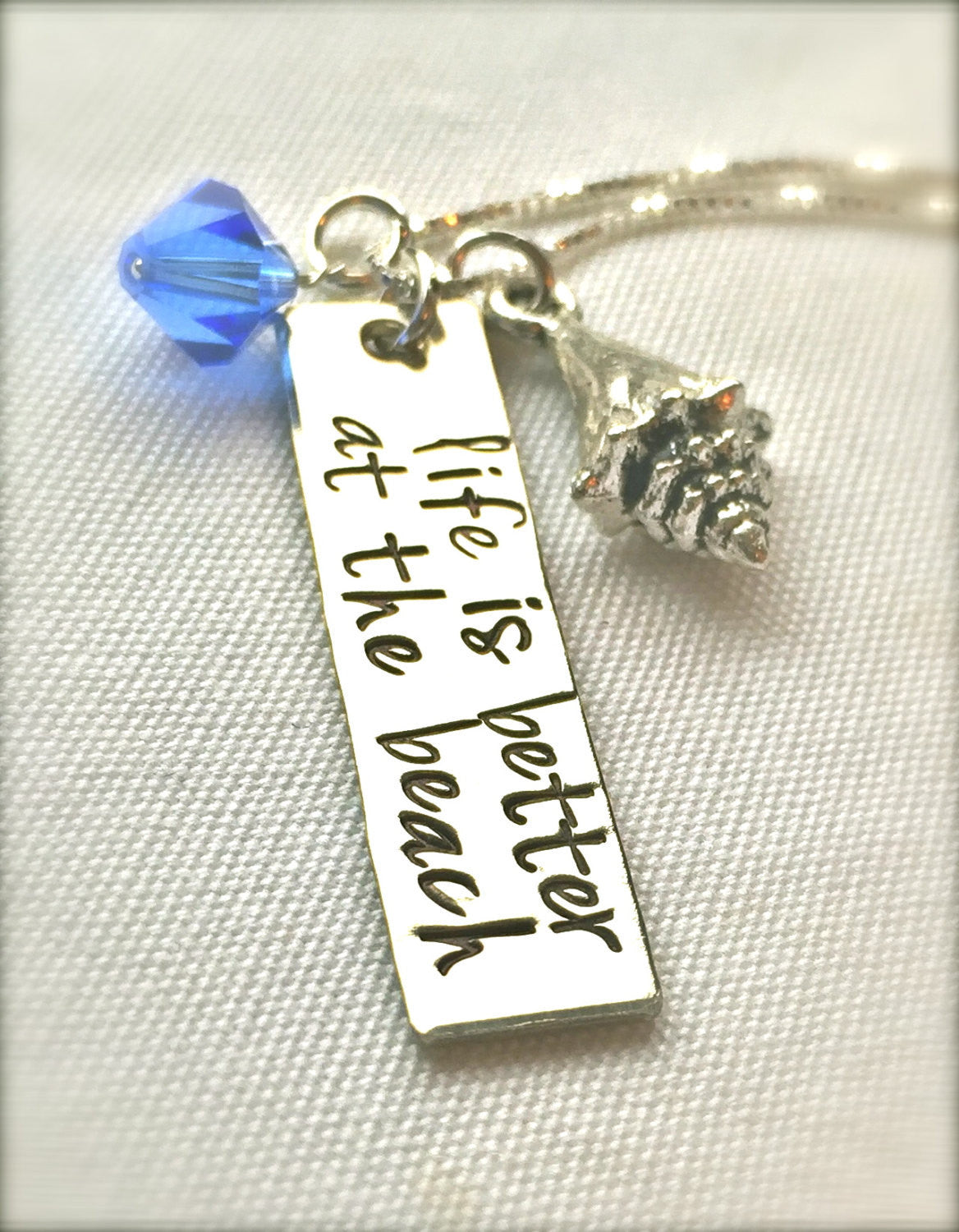 Life Is Better At The Beach Necklace, Mother's Day Gifts, Graduation Gift, Hawaiian Jewelry, Hand Stamped Necklace, Girlfriend, natashaaloha - Natashaaloha, jewelry, bracelets, necklace, keychains, fishing lures, gifts for men, charms, personalized, 