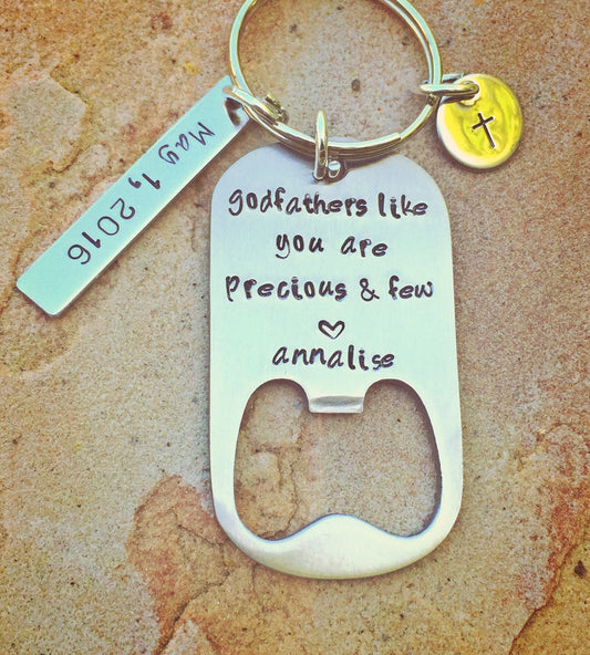Godfather Gift, Godfather Keychain, Personalized Godfather Gift - Natashaaloha, jewelry, bracelets, necklace, keychains, fishing lures, gifts for men, charms, personalized, 
