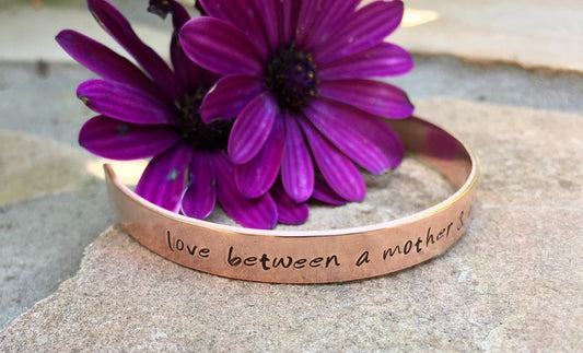 Mother Daughter Bracelet, Mother Daughter Jewelry, The Love Between A Mother And Daughter Is Forever, Personalized Cuff, Hand Stamped Cuff - Natashaaloha, jewelry, bracelets, necklace, keychains, fishing lures, gifts for men, charms, personalized,