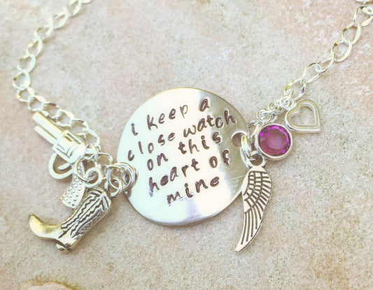 Johnny Cash,I Keep A Close Watch On This Heart Of Mine Bracelet,Close Watch, This Heart of Mine, Johny Cash, Walk the Line - Natashaaloha, jewelry, bracelets, necklace, keychains, fishing lures, gifts for men, charms, personalized,