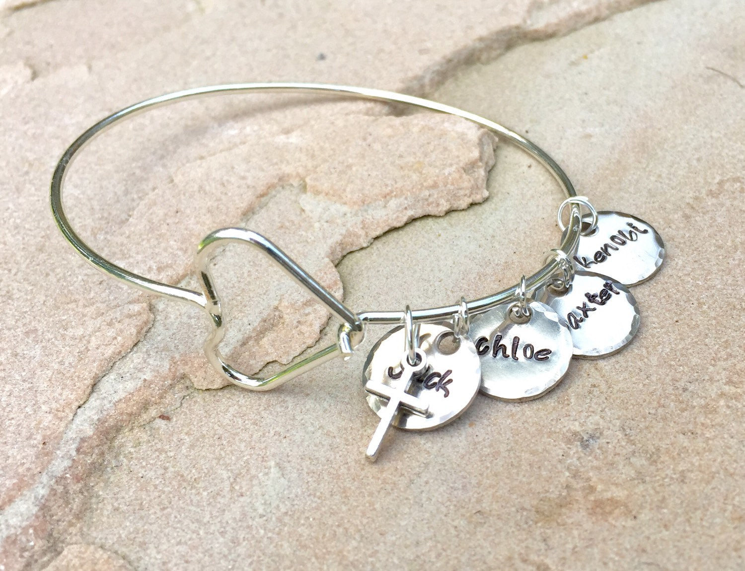 Mom Bracelet, Personalized Bangle Bracelet, Christmas Gift Mom - Natashaaloha, jewelry, bracelets, necklace, keychains, fishing lures, gifts for men, charms, personalized, 