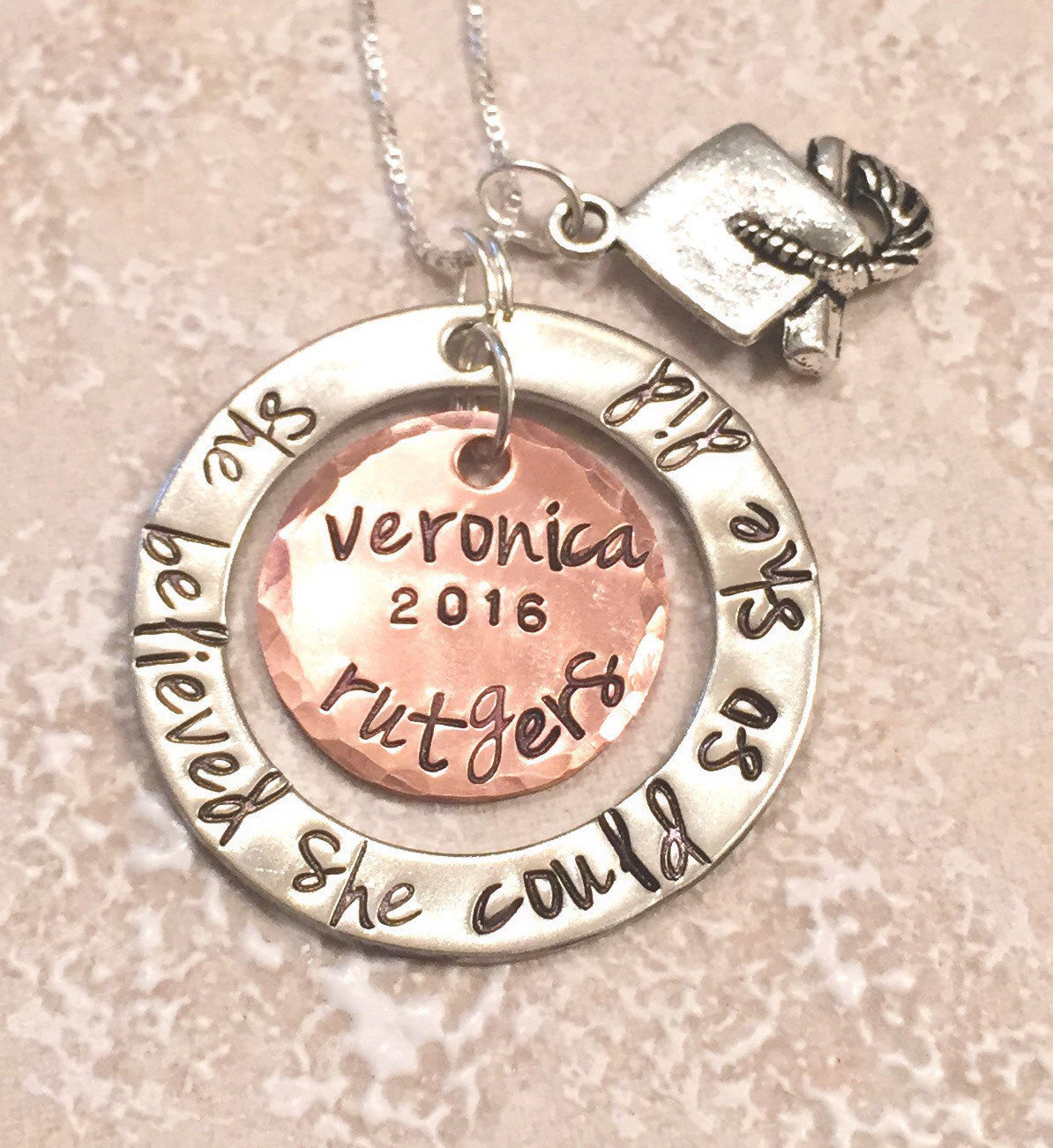 Personalized Graduation Necklace, High School Graduation Gift, College Graduation Gift, Graduation Necklace, natashaaloha - Natashaaloha, jewelry, bracelets, necklace, keychains, fishing lures, gifts for men, charms, personalized, 