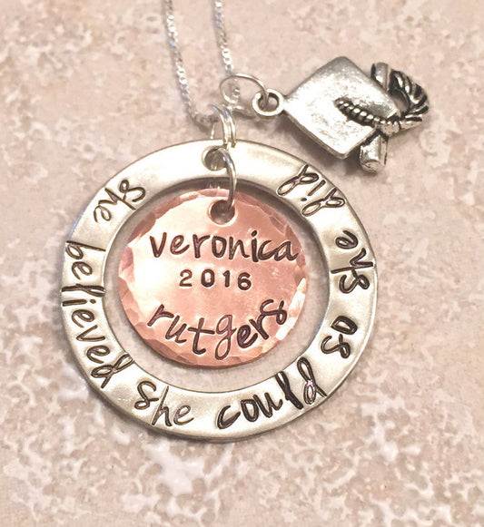 Personalized Graduation Necklace, High School Graduation Gift, College Graduation Gift, Graduation Necklace, natashaaloha - Natashaaloha, jewelry, bracelets, necklace, keychains, fishing lures, gifts for men, charms, personalized, 