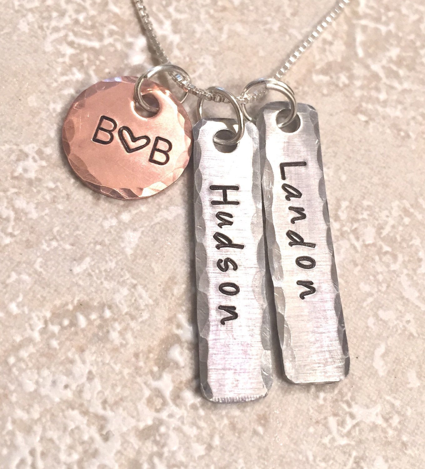 Mom Necklace, Children's Name Necklace, Hand Stamped Personalized Necklace, Personalized Necklace,natashaaloha - Natashaaloha, jewelry, bracelets, necklace, keychains, fishing lures, gifts for men, charms, personalized, 