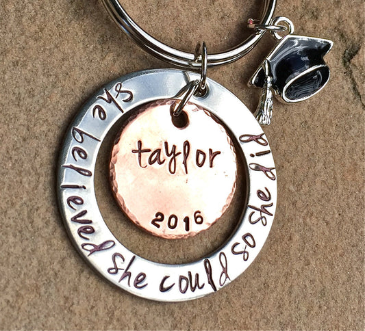 She Believed She Could So She Did, Graduation Gifts 2016 - Natashaaloha, jewelry, bracelets, necklace, keychains, fishing lures, gifts for men, charms, personalized,