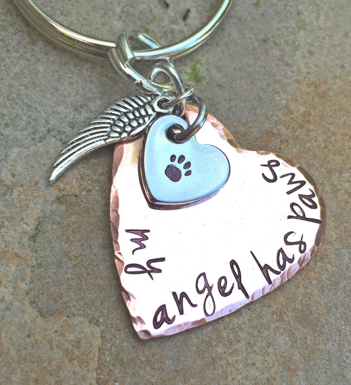 Memorial Pet, My Angel Has Paws, Pet Memorial, Furever in my heart Keychain, miss my pet, sympathy pet gift, Natashaaloha - Natashaaloha, jewelry, bracelets, necklace, keychains, fishing lures, gifts for men, charms, personalized, 