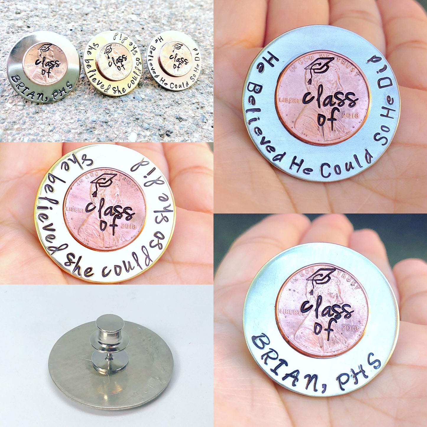Personalized Graduation Pins - Natashaaloha, jewelry, bracelets, necklace, keychains, fishing lures, gifts for men, charms, personalized, 